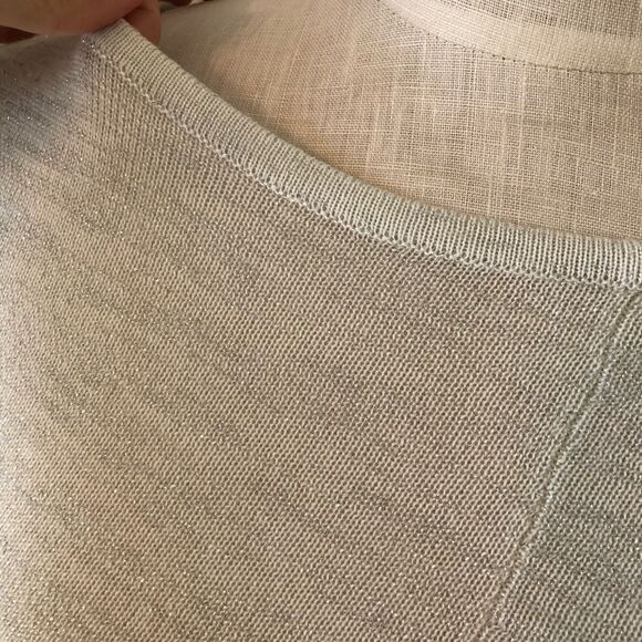 White House Black Market Silver and White Sparkle Asymmetrical Keyhole Dress - Picture 9 of 14